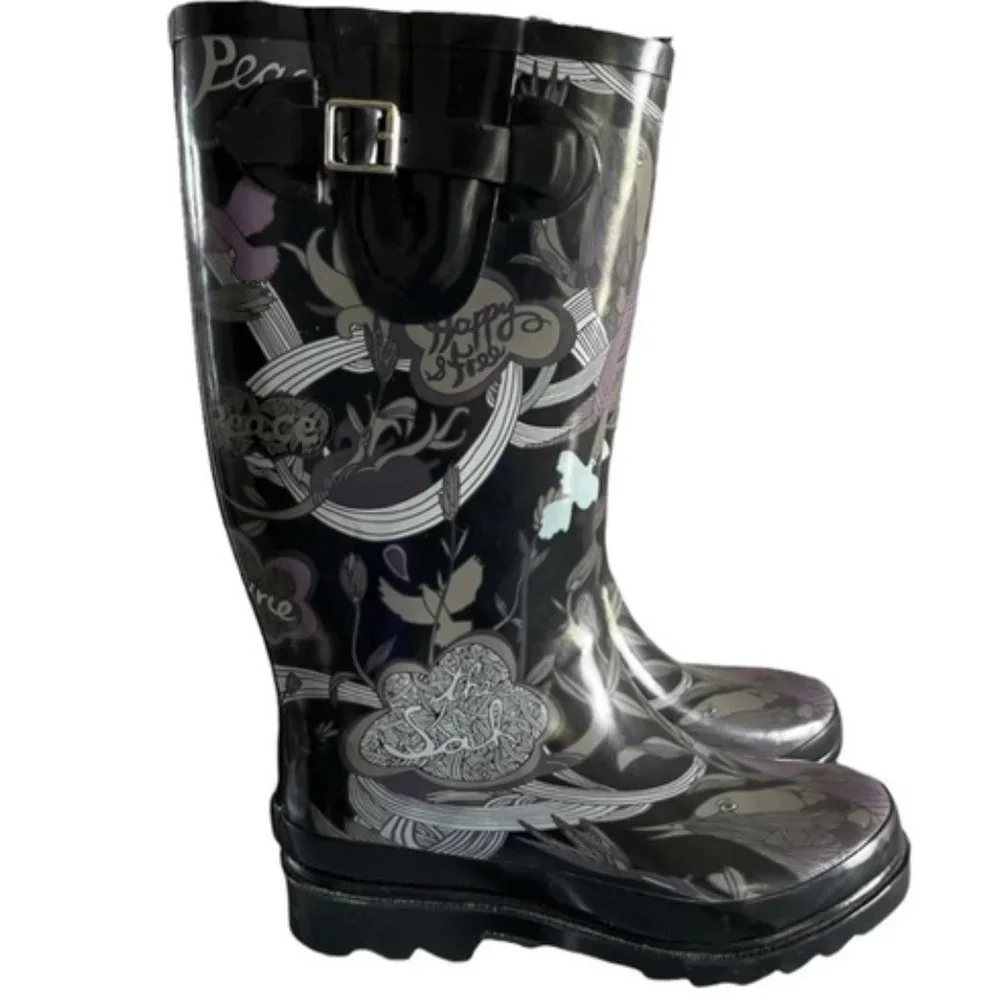 ✨Sakroots by The SACK Rain Boots RHYTHM Nature Hunter Peace Removable Fur Insert - Picture 6 of 16